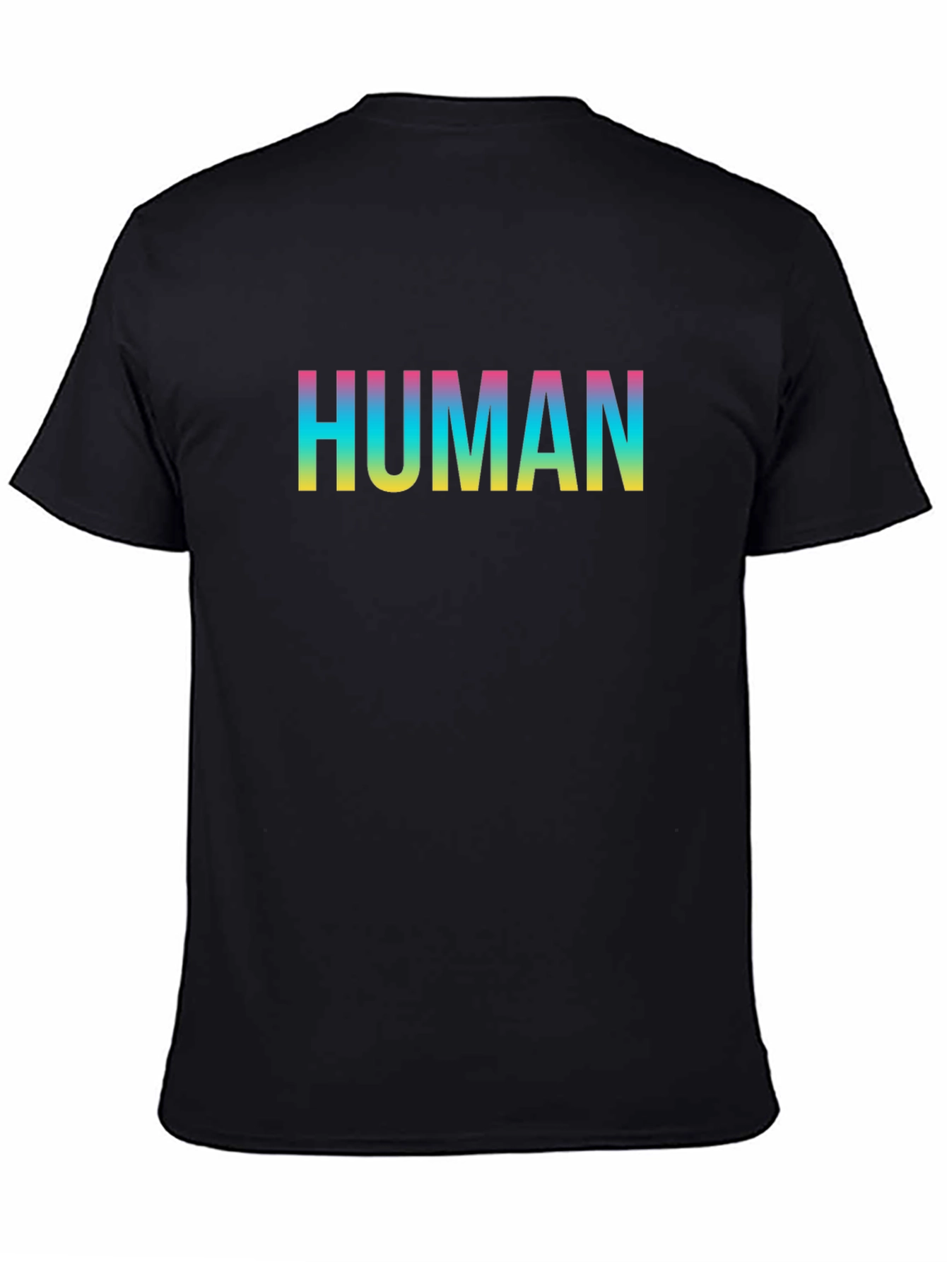 Human Rainbow Text Black T-Shirt