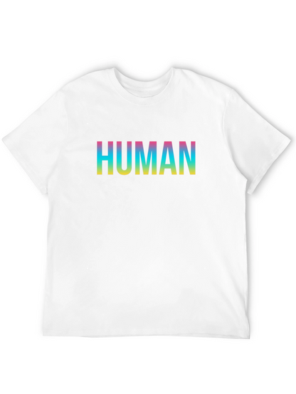Human Rainbow Text Black T-Shirt