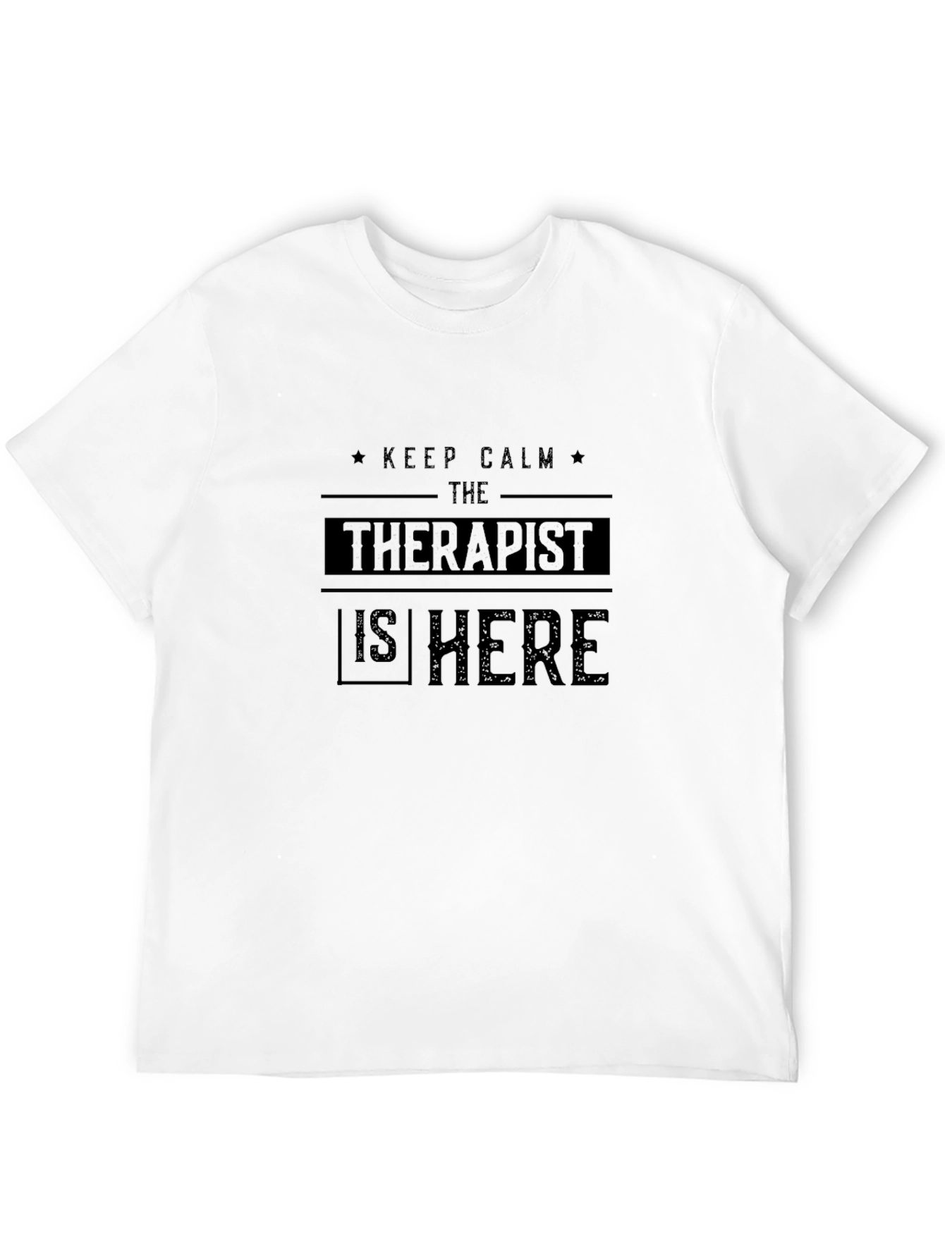 Keep Calm Therapist Here Black Cotton Tee