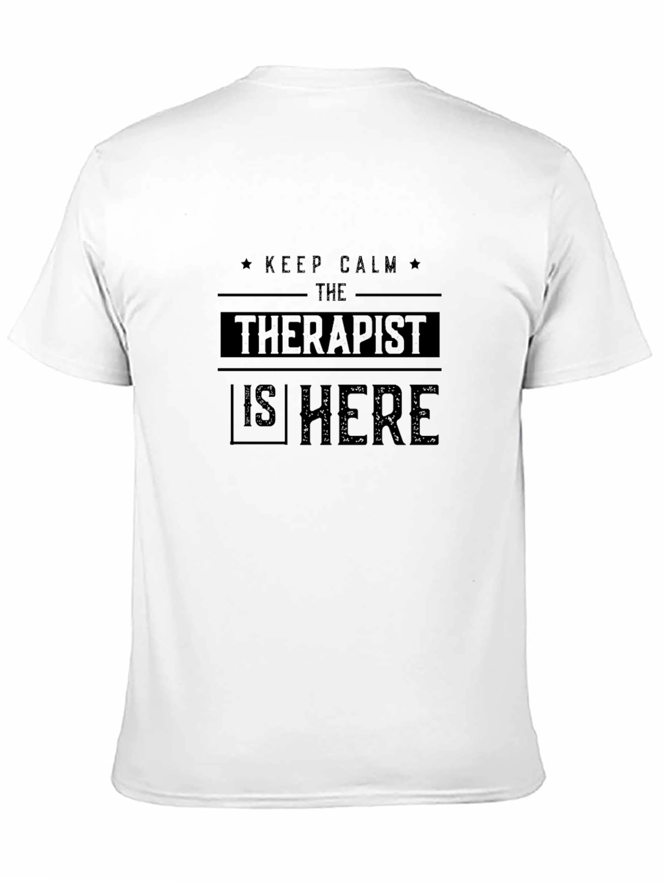 Keep Calm Therapist Here Black Cotton Tee