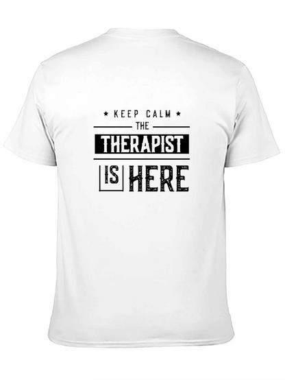Keep Calm Therapist Here Black Cotton Tee