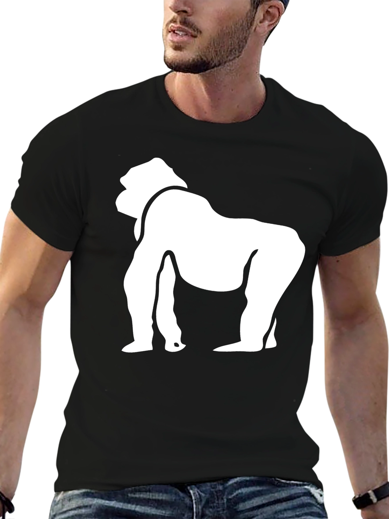 Gorilla Graphic Tee - Black Cotton Casual T-Shirt
