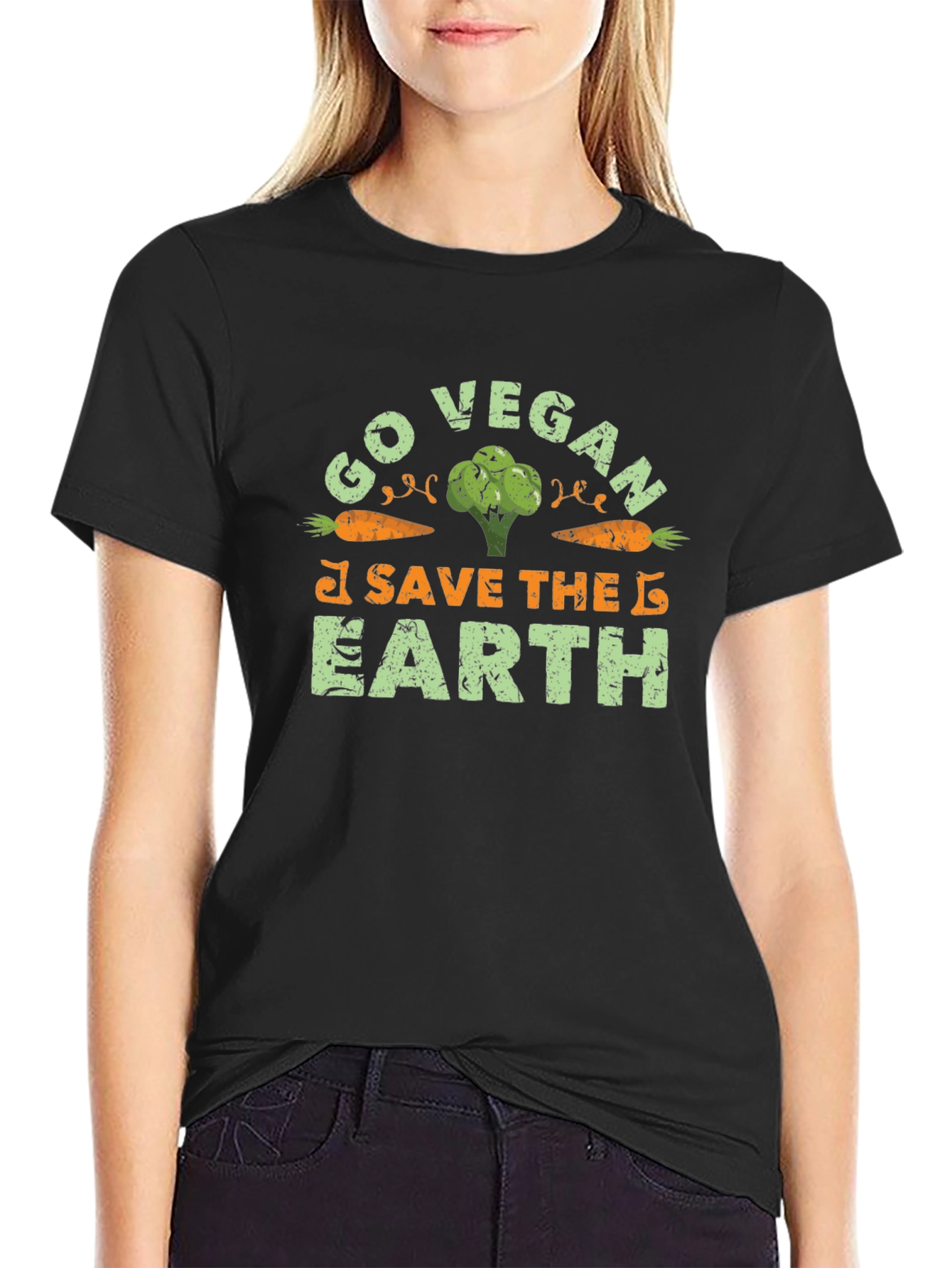 Go Vegan Save The Earth Graphic T-Shirt