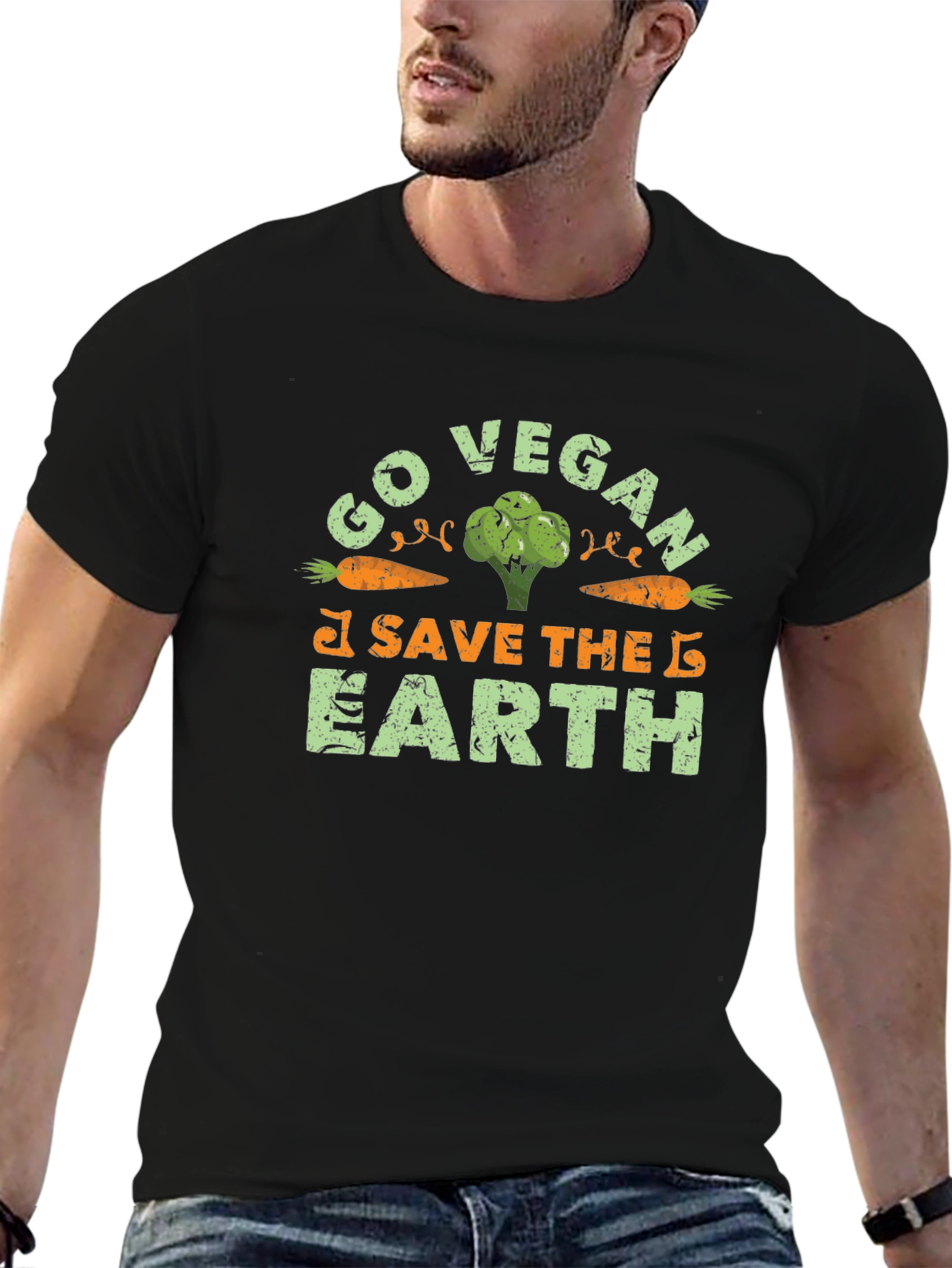 Go Vegan Save The Earth Graphic T-Shirt