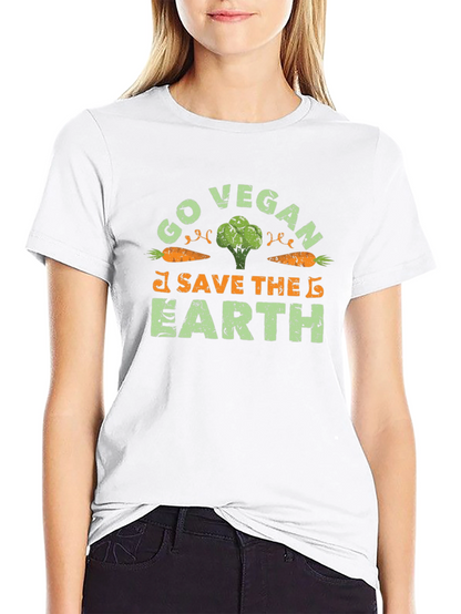 Go Vegan Save The Earth Graphic T-Shirt