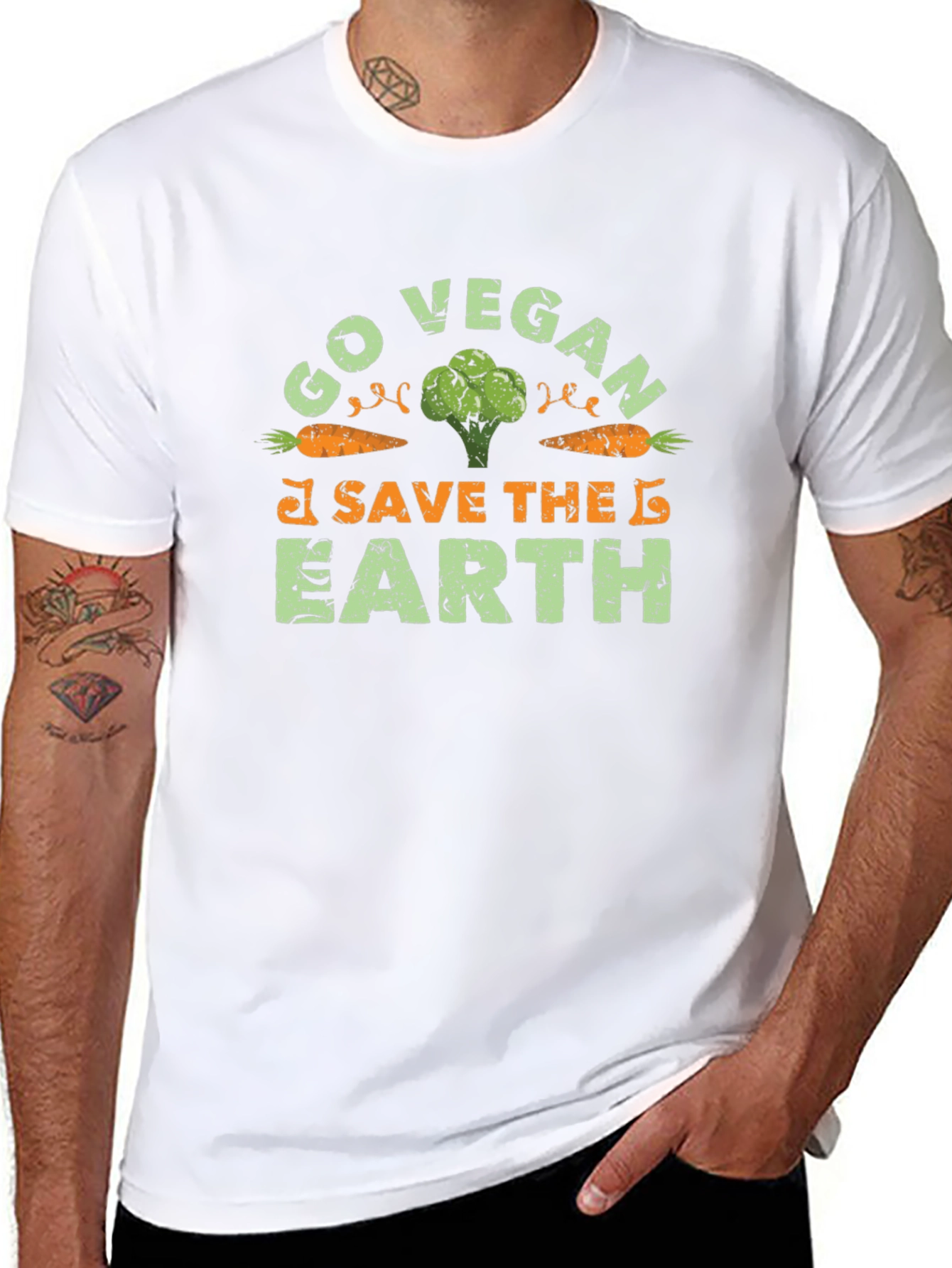 Go Vegan Save The Earth Graphic T-Shirt