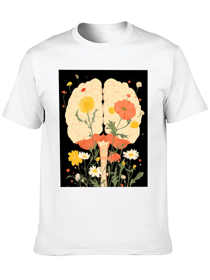 Brain and Flower Graphic Print T-Shirt