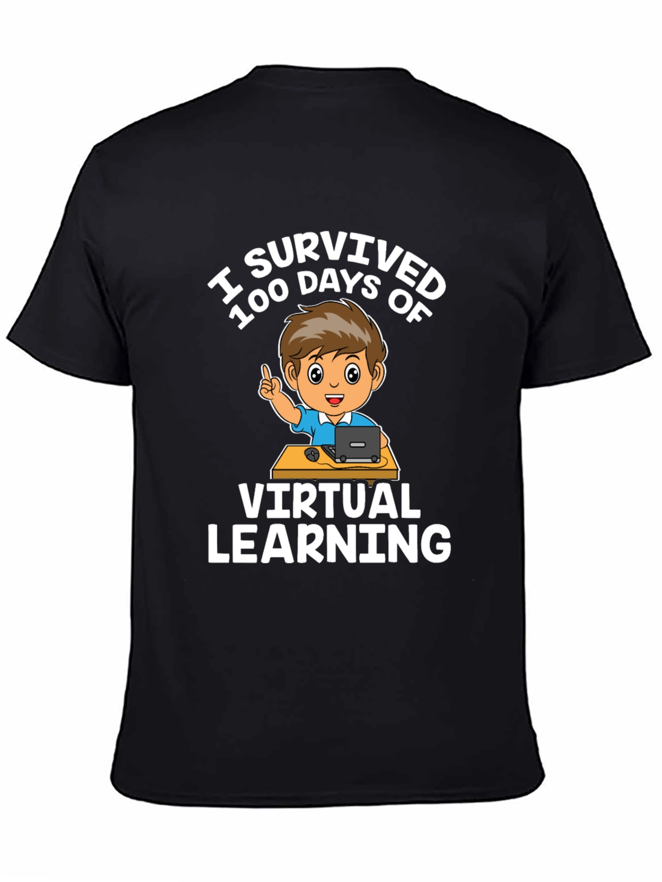 I Survived 100 Days Virtual Learning Black T-Shirt