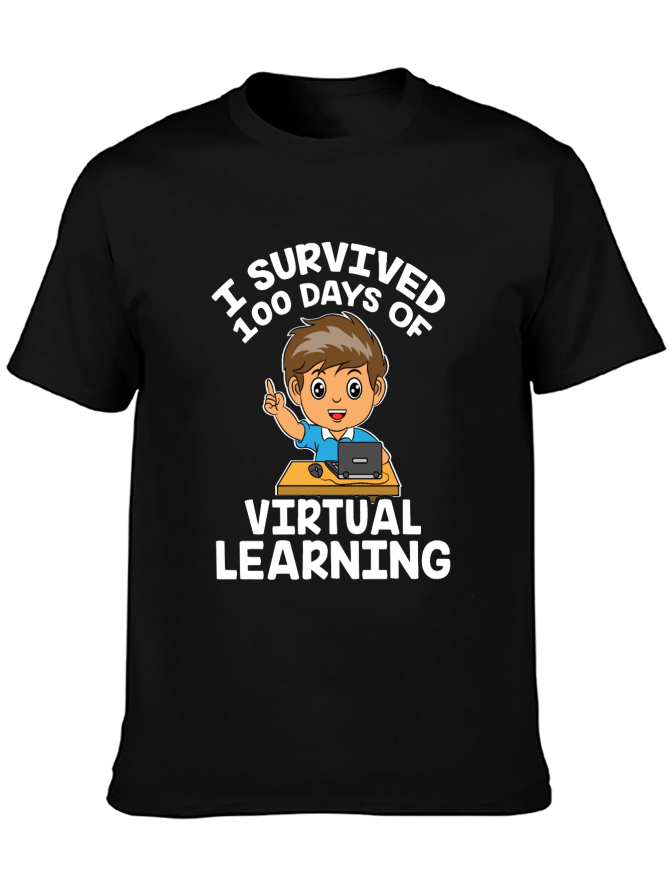 I Survived 100 Days Virtual Learning Black T-Shirt