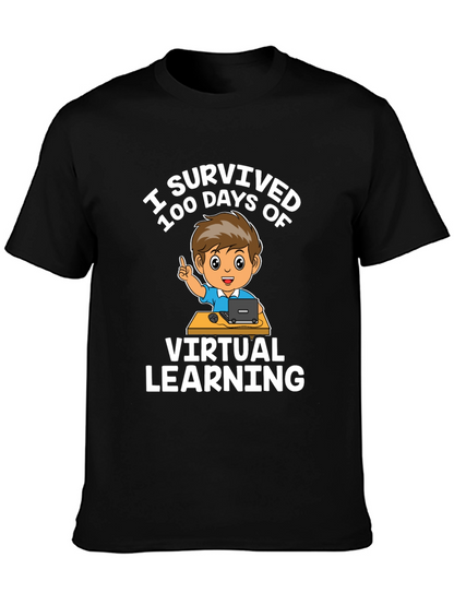 I Survived 100 Days Virtual Learning Black T-Shirt
