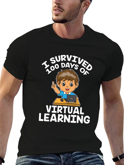 I Survived 100 Days Virtual Learning Black T-Shirt