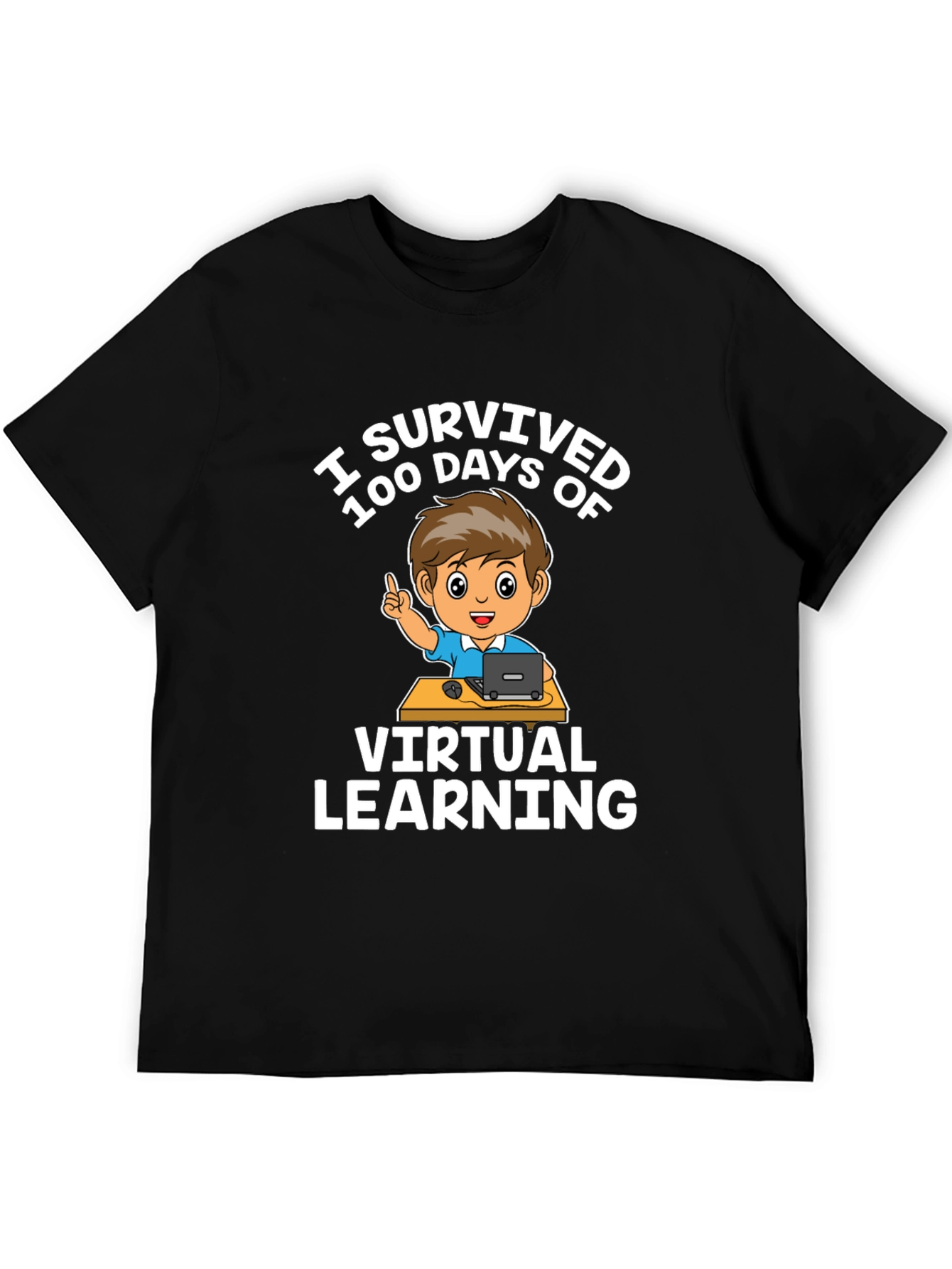 I Survived 100 Days Virtual Learning Black T-Shirt