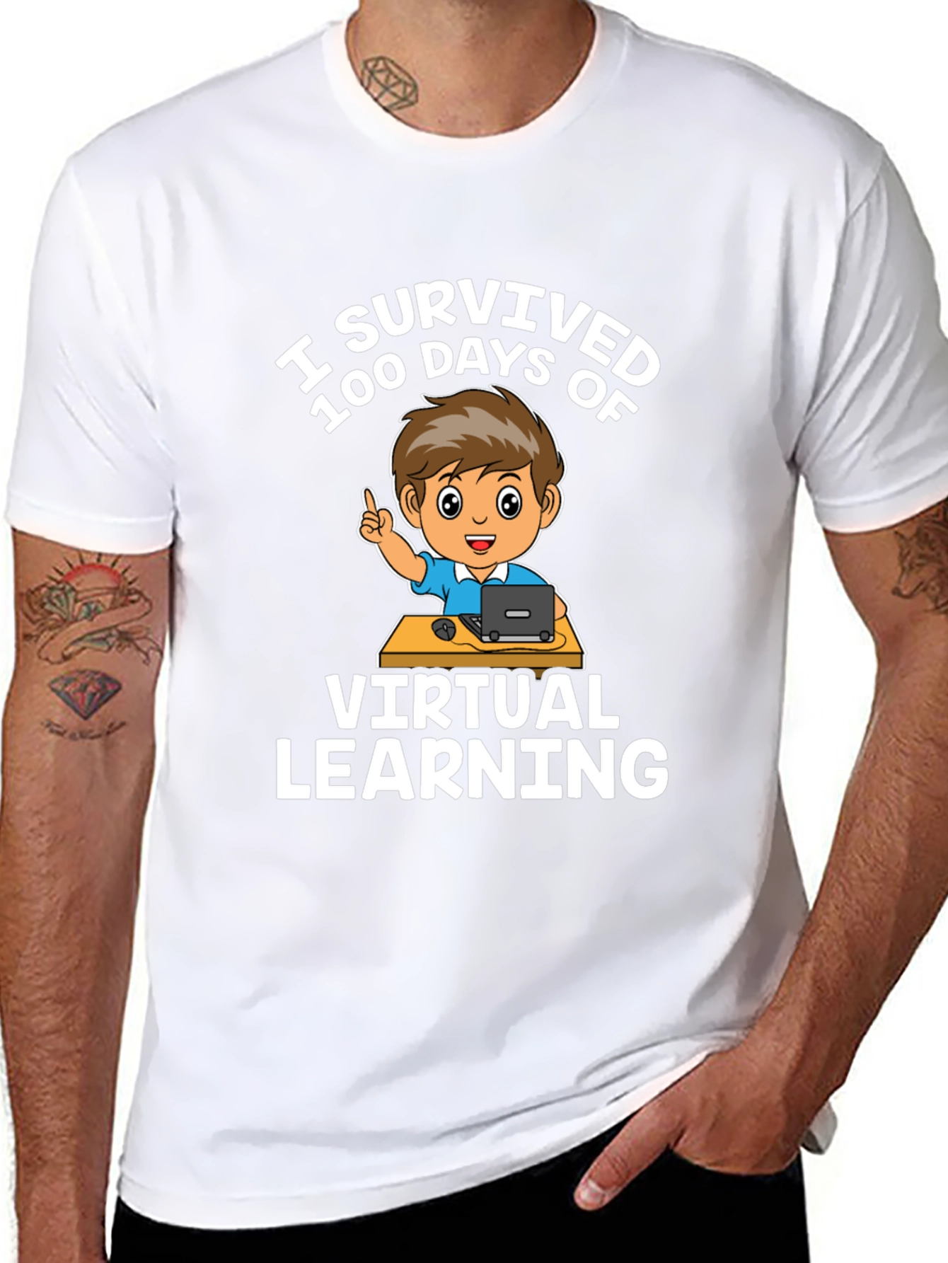 I Survived 100 Days Virtual Learning Black T-Shirt
