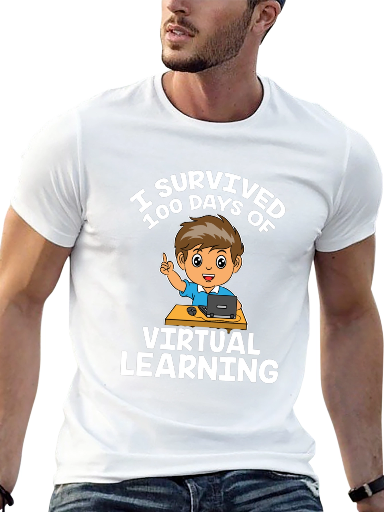 I Survived 100 Days Virtual Learning Black T-Shirt