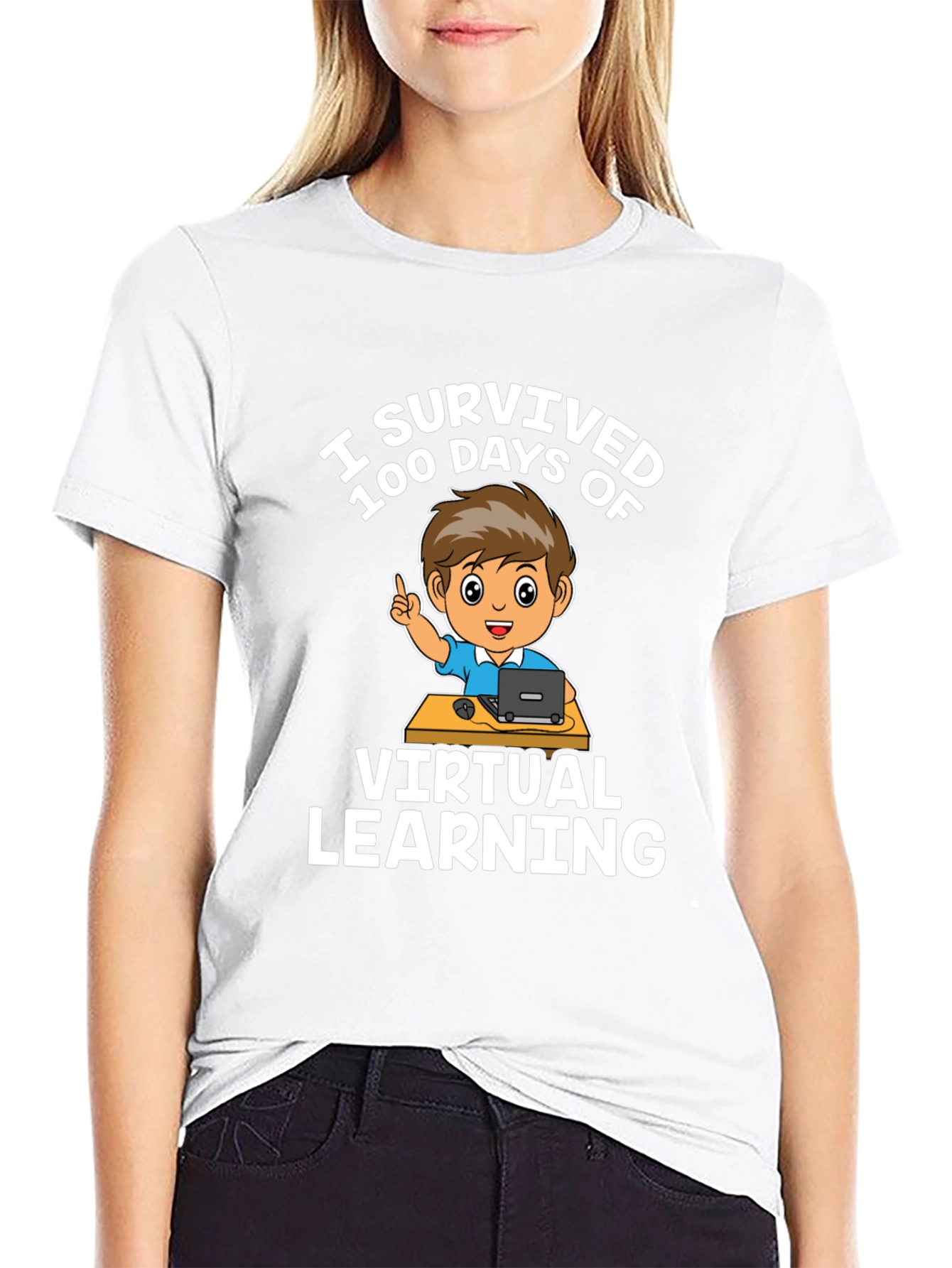 I Survived 100 Days Virtual Learning Black T-Shirt
