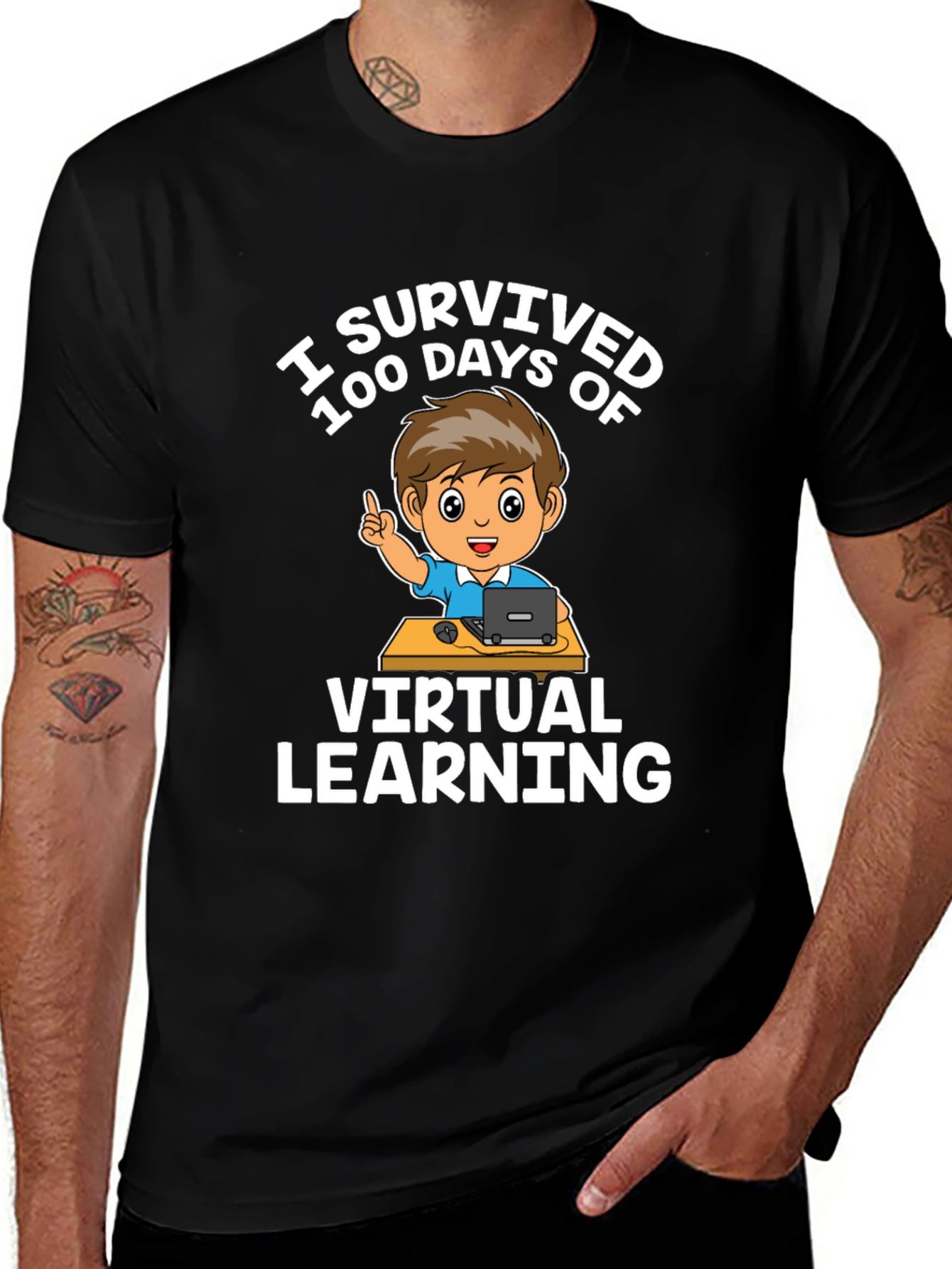 I Survived 100 Days Virtual Learning Black T-Shirt