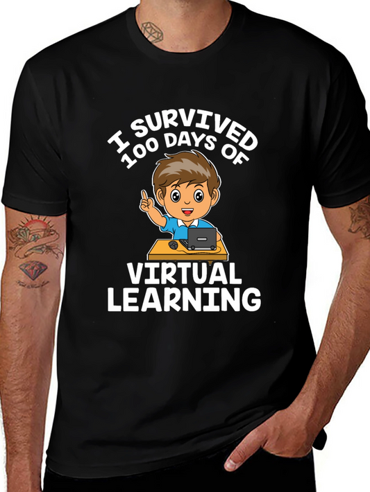 I Survived 100 Days Virtual Learning Black T-Shirt