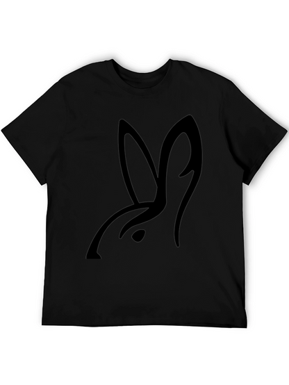 Minimalist Rabbit Graphic Black T-Shirt