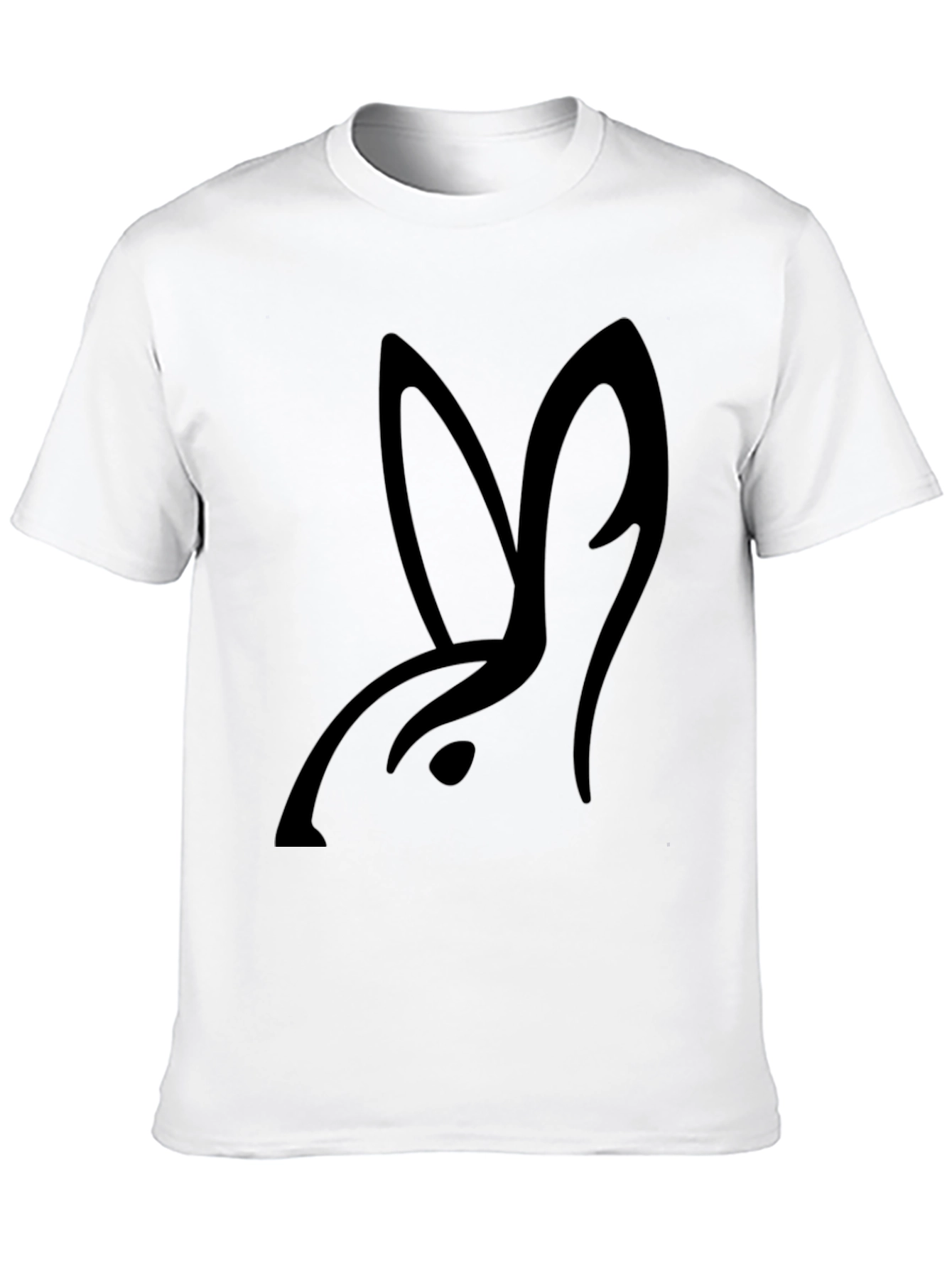 Minimalist Rabbit Graphic Black T-Shirt