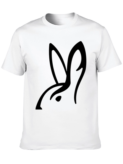 Minimalist Rabbit Graphic Black T-Shirt