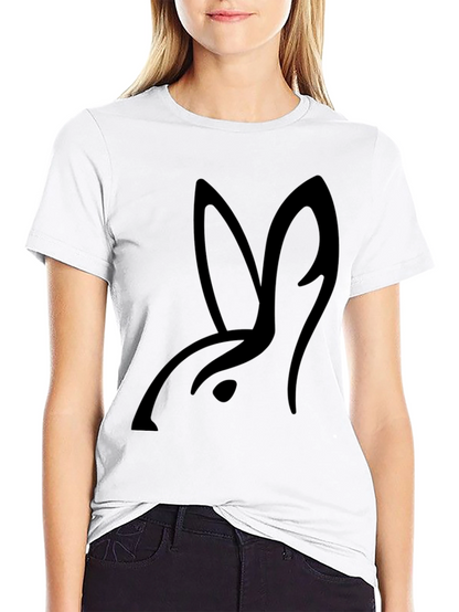 Minimalist Rabbit Graphic Black T-Shirt