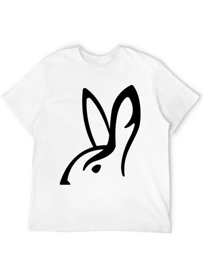 Minimalist Rabbit Graphic Black T-Shirt