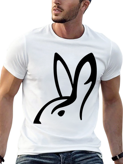 Minimalist Rabbit Graphic Black T-Shirt