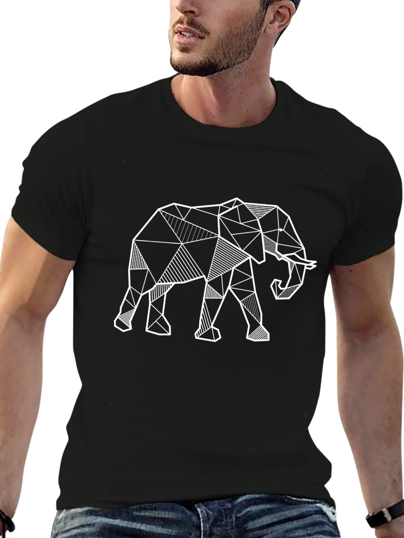 Geometric Elephant T-Shirt - Modern Animal Print
