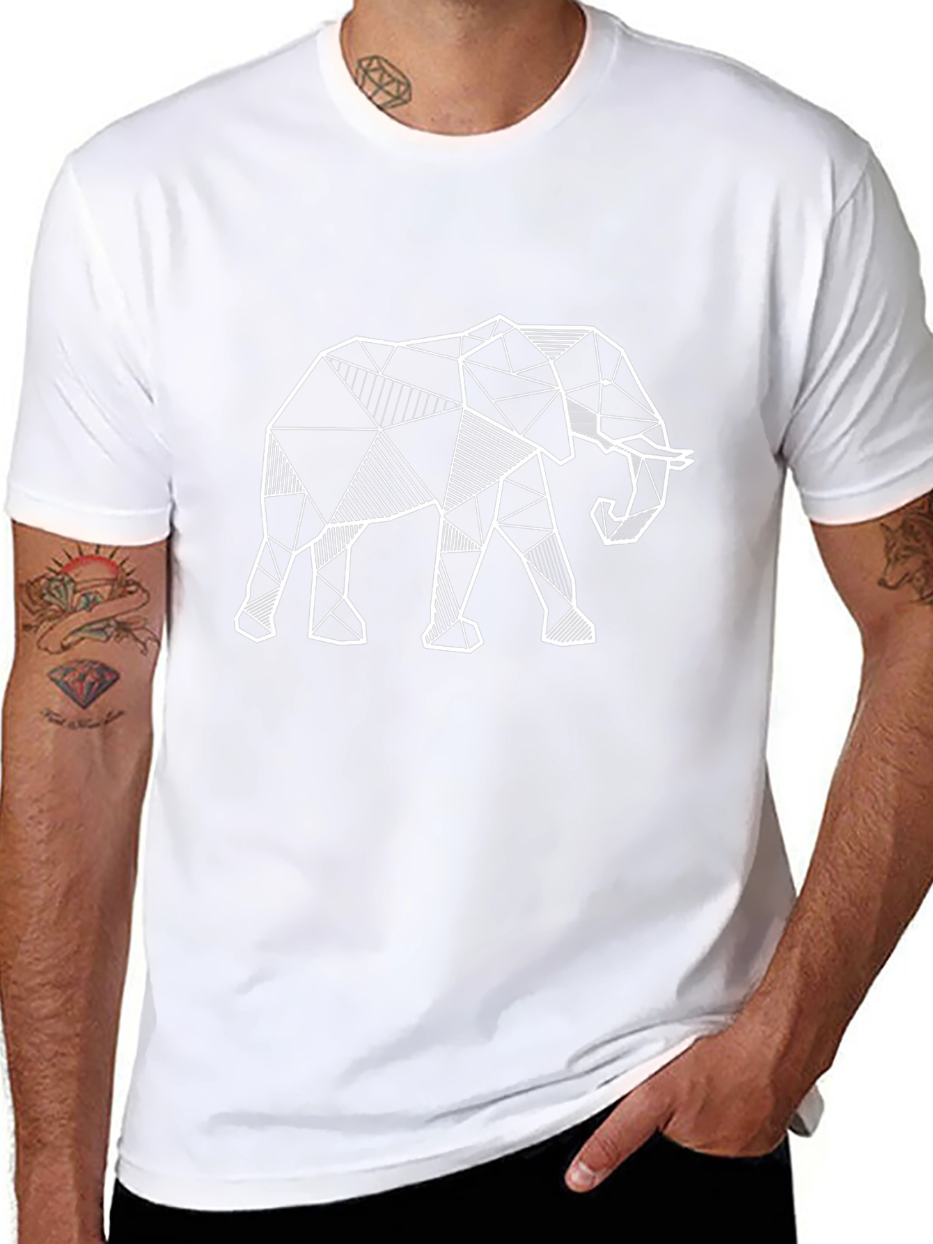 Geometric Elephant T-Shirt - Modern Animal Print