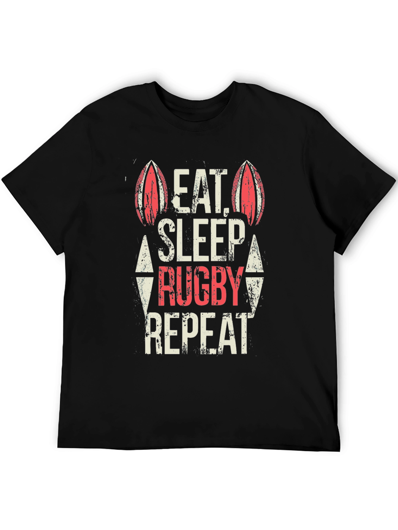 Eat Sleep Rugby Repeat Black T-Shirt
