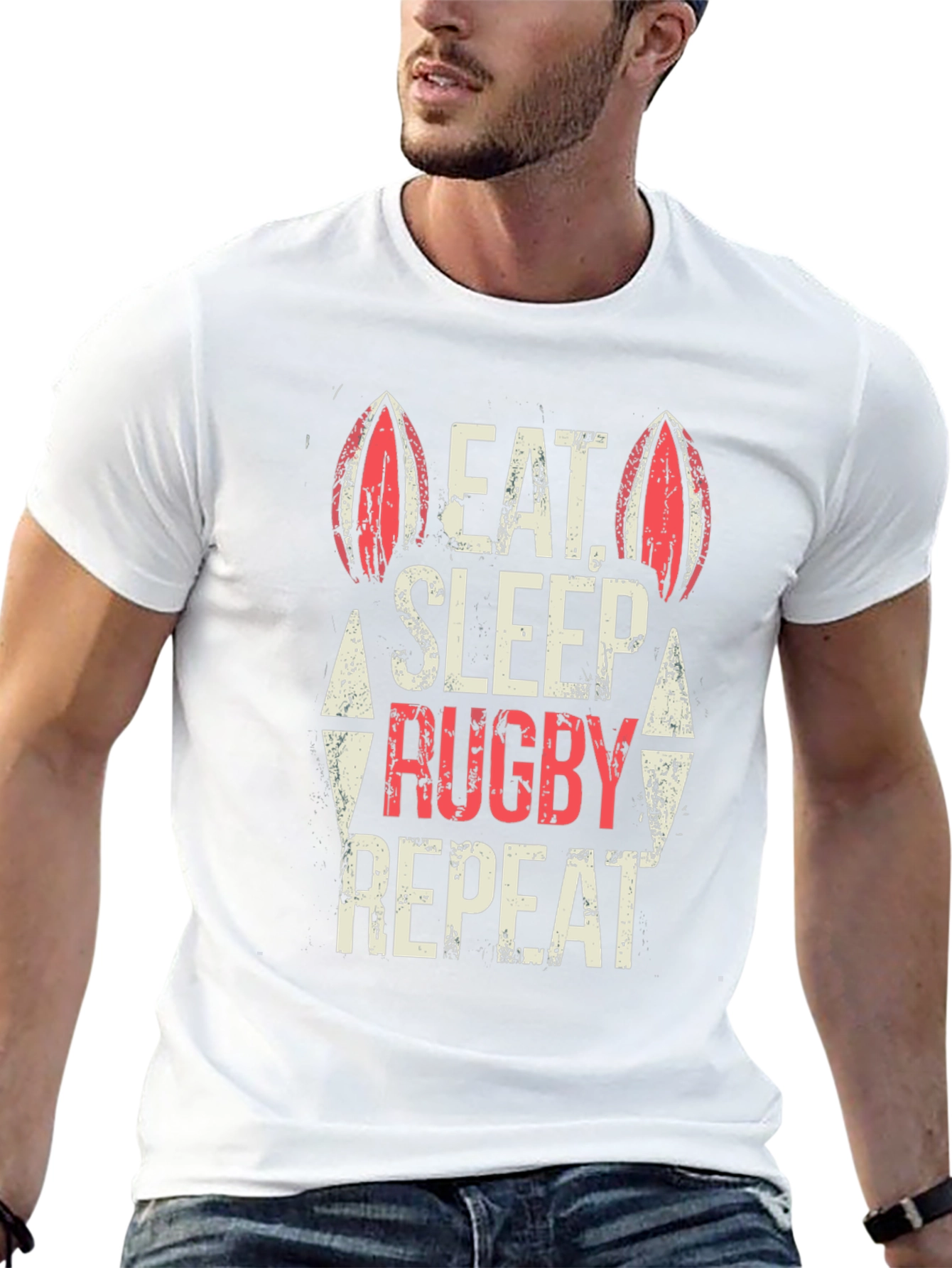 Eat Sleep Rugby Repeat Black T-Shirt