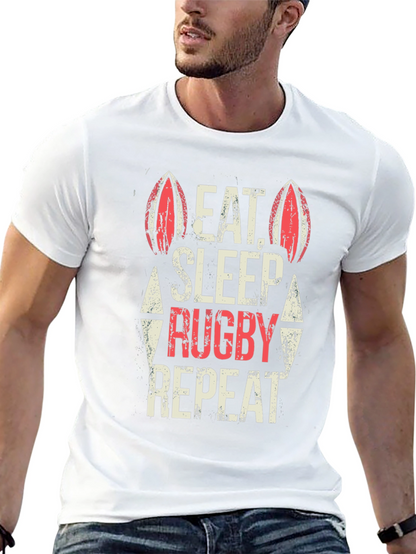 Eat Sleep Rugby Repeat Black T-Shirt
