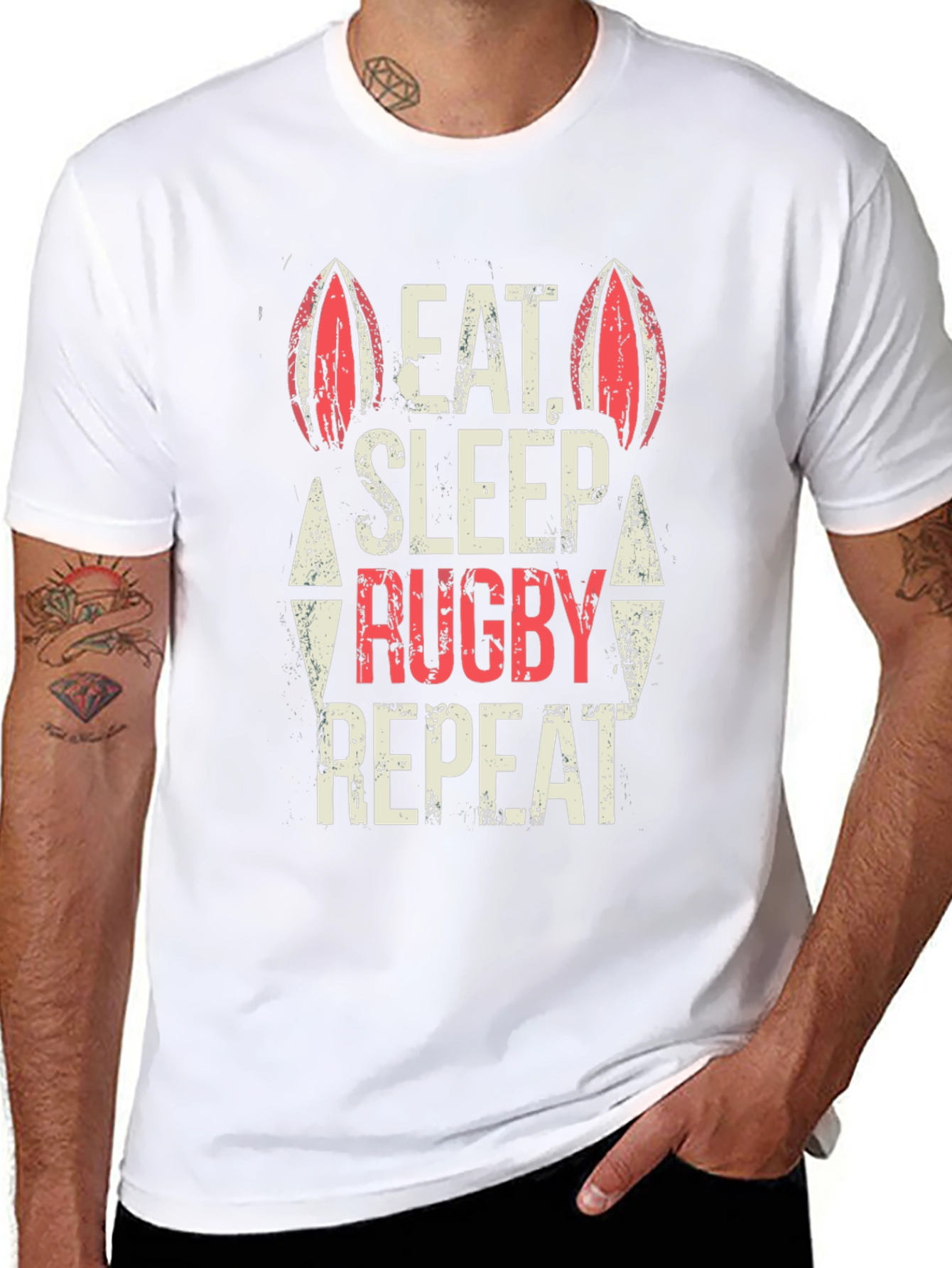 Eat Sleep Rugby Repeat Black T-Shirt