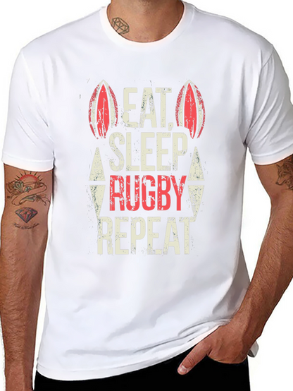 Eat Sleep Rugby Repeat Black T-Shirt