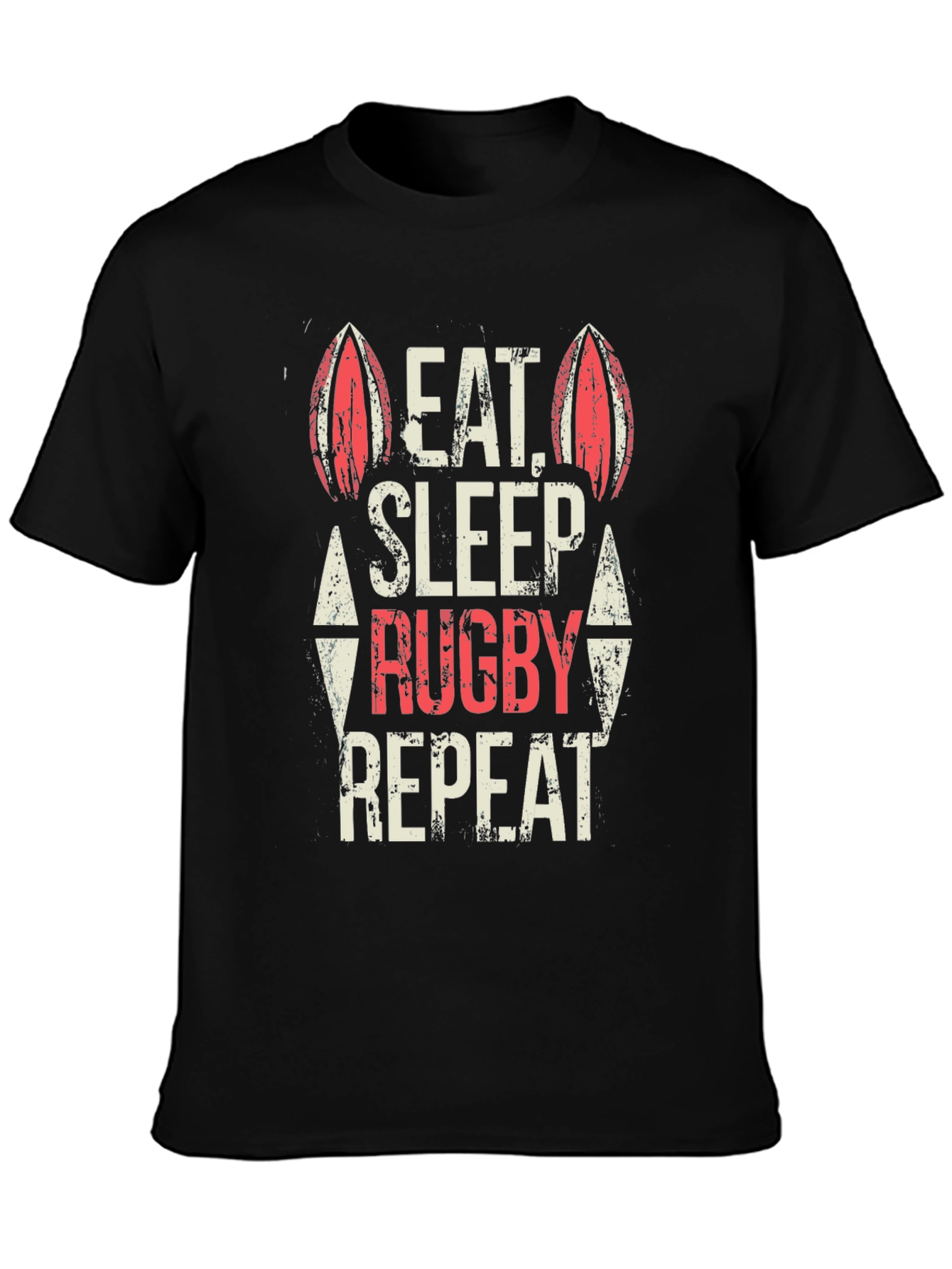 Eat Sleep Rugby Repeat Black T-Shirt