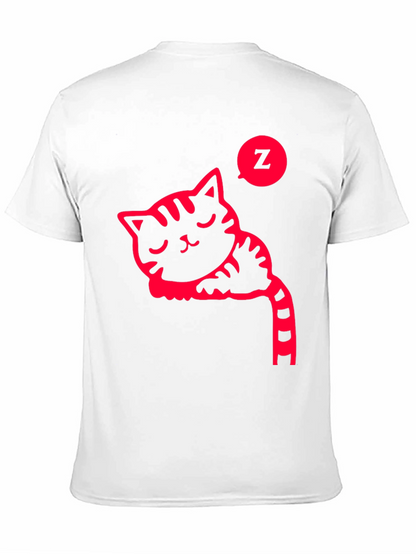 Sleeping Cat Graphic Tee - Black Cotton T-Shirt