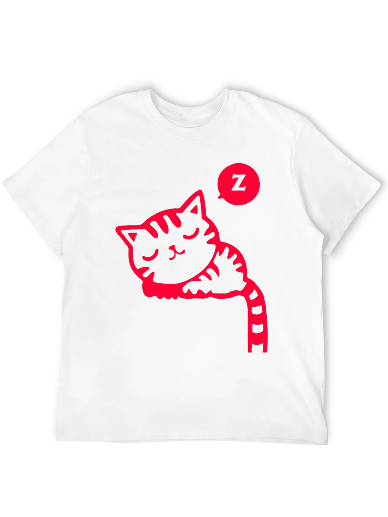 Sleeping Cat Graphic Tee - Black Cotton T-Shirt