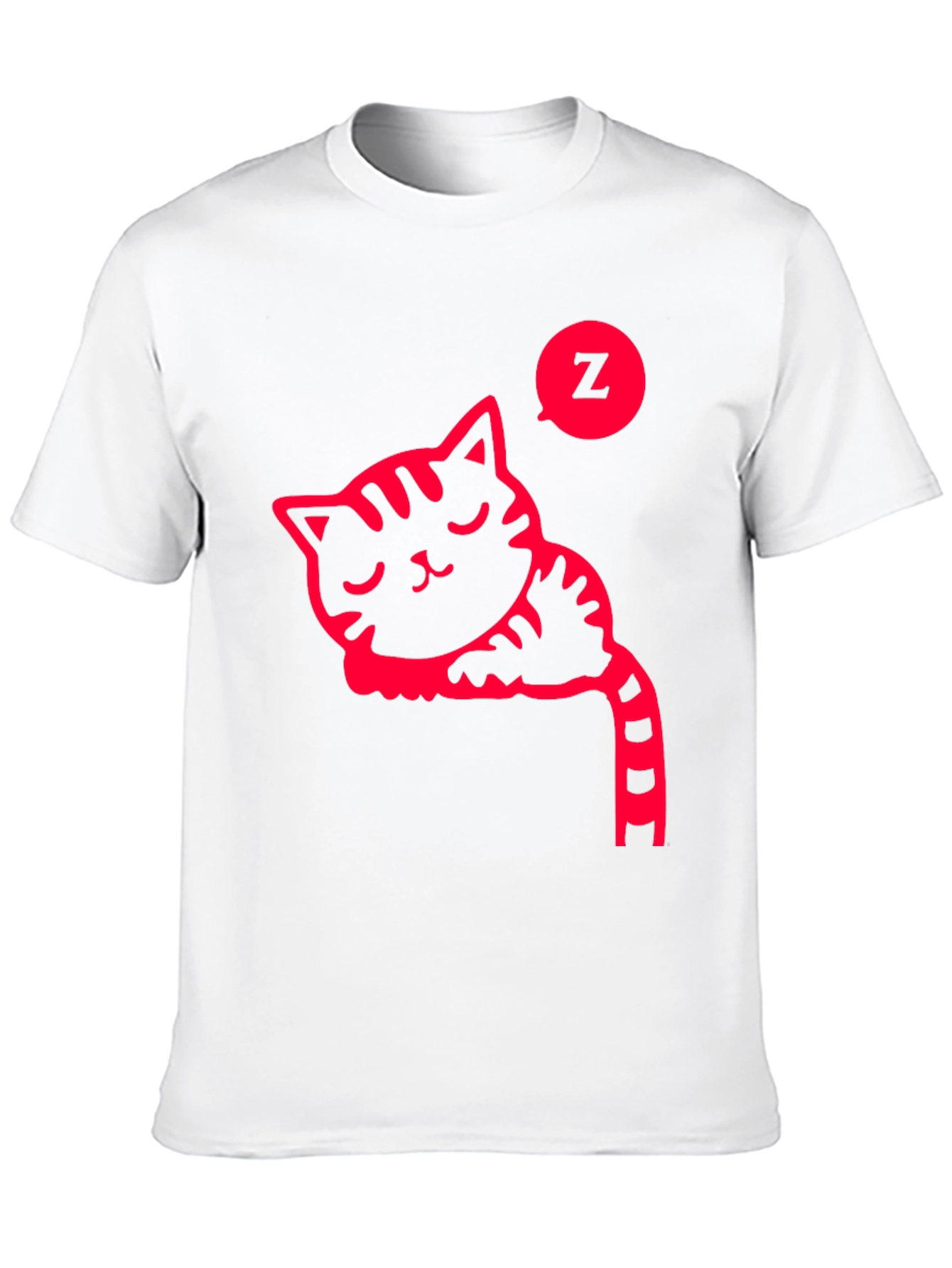 Sleeping Cat Graphic Tee - Black Cotton T-Shirt