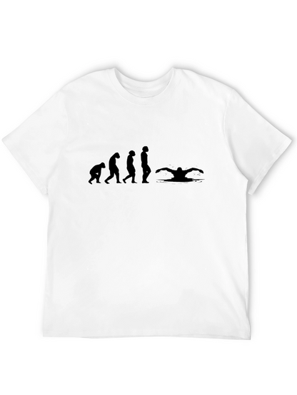 Evolution of Swimming Black T-Shirt