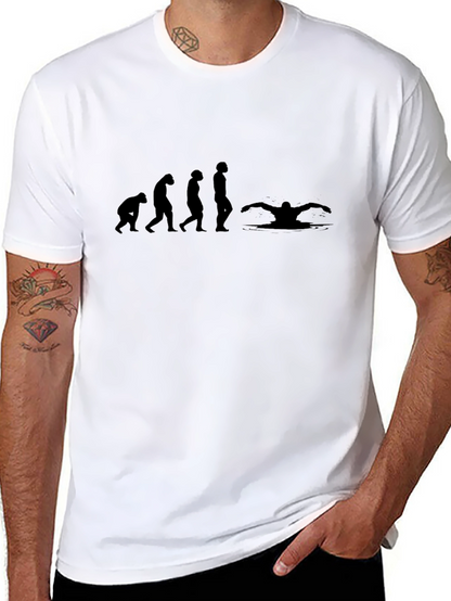 Evolution of Swimming Black T-Shirt