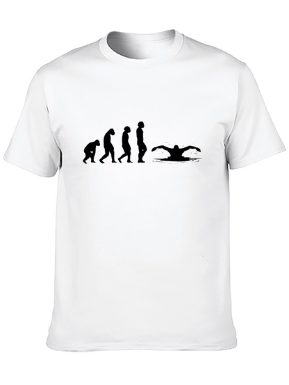 Evolution of Swimming Black T-Shirt