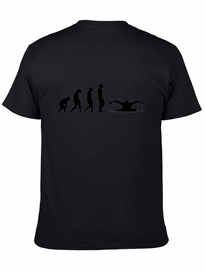 Evolution of Swimming Black T-Shirt