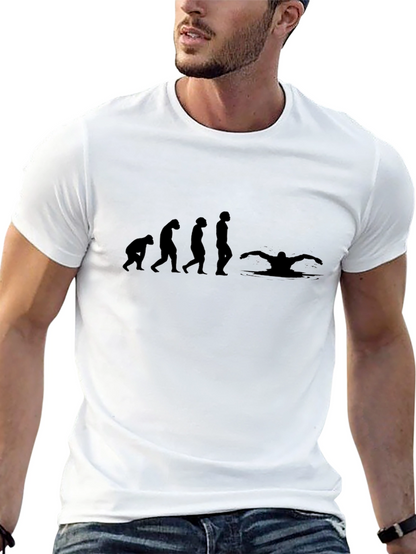 Evolution of Swimming Black T-Shirt