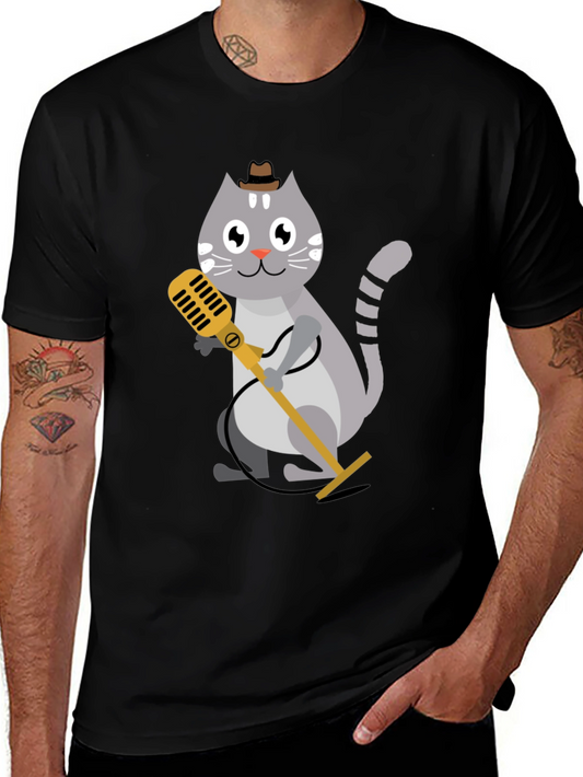 Cool Cat Singer T-Shirt - Black