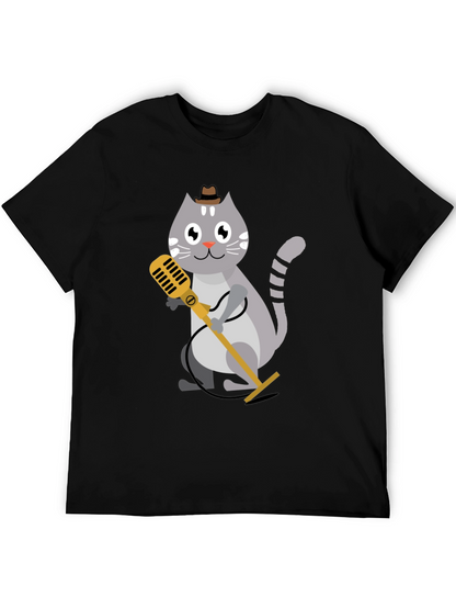 Cool Cat Singer T-Shirt - Black