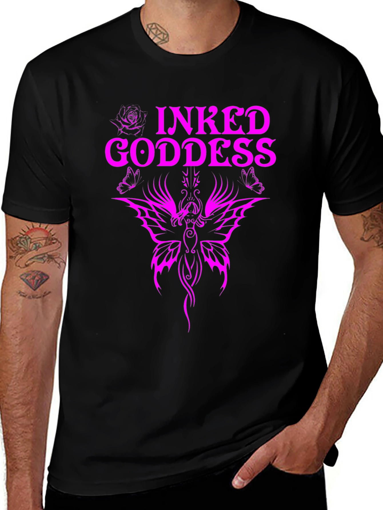 Inked Goddess Graphic Tee - Black