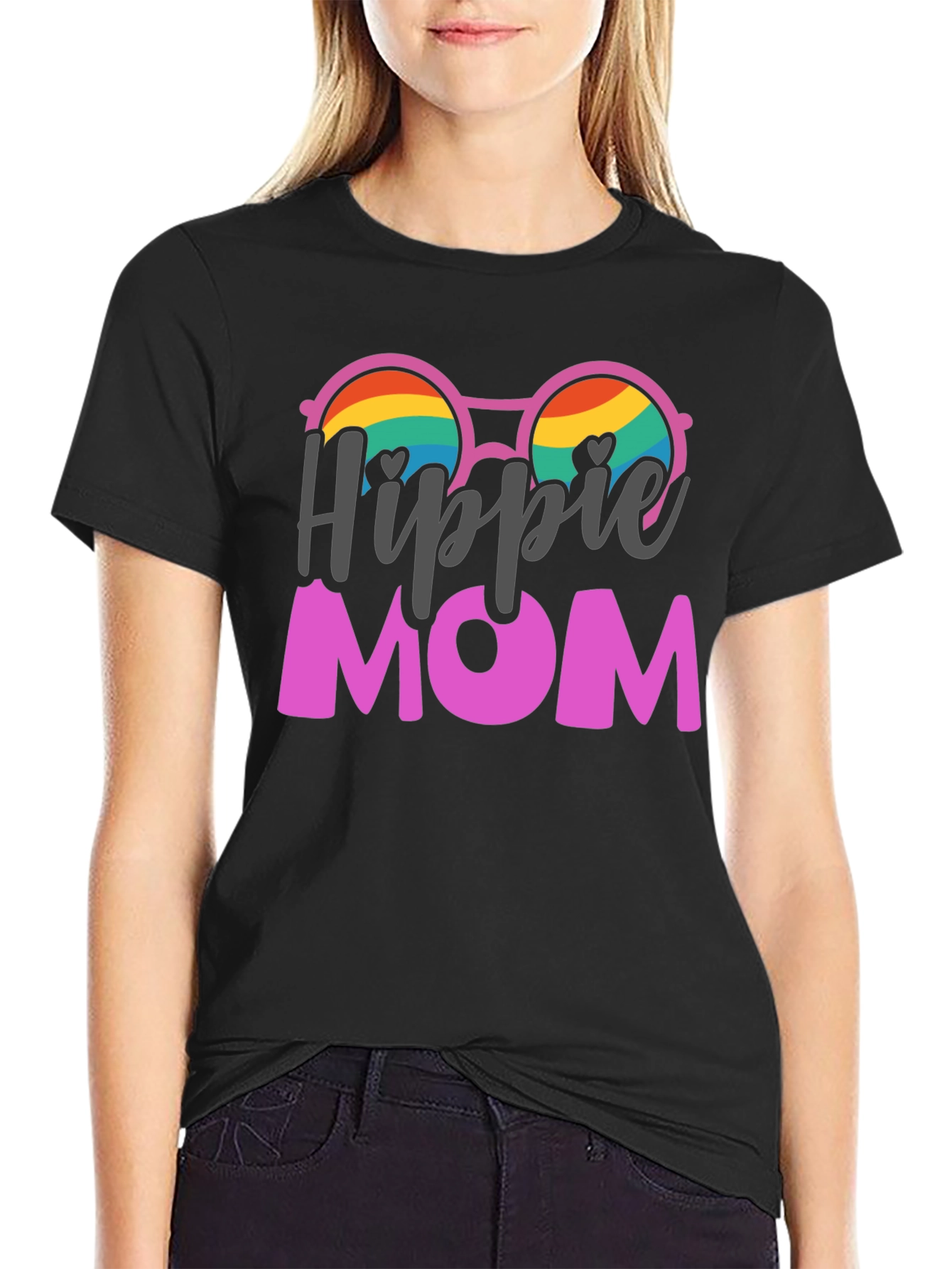 Hippie Mom Graphic Tee - Black