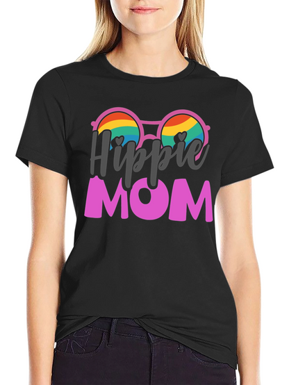 Hippie Mom Graphic Tee - Black