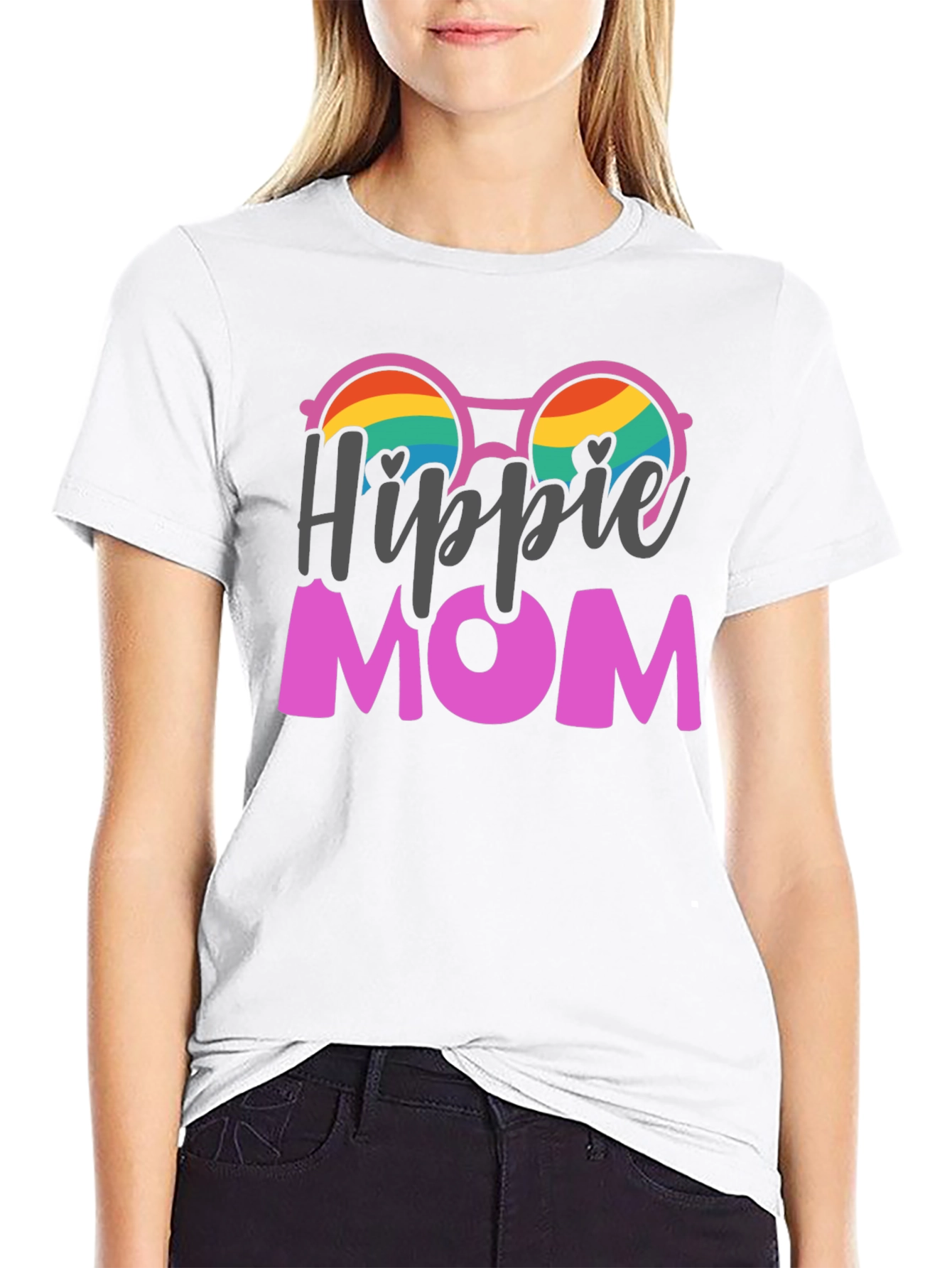 Hippie Mom Graphic Tee - Black