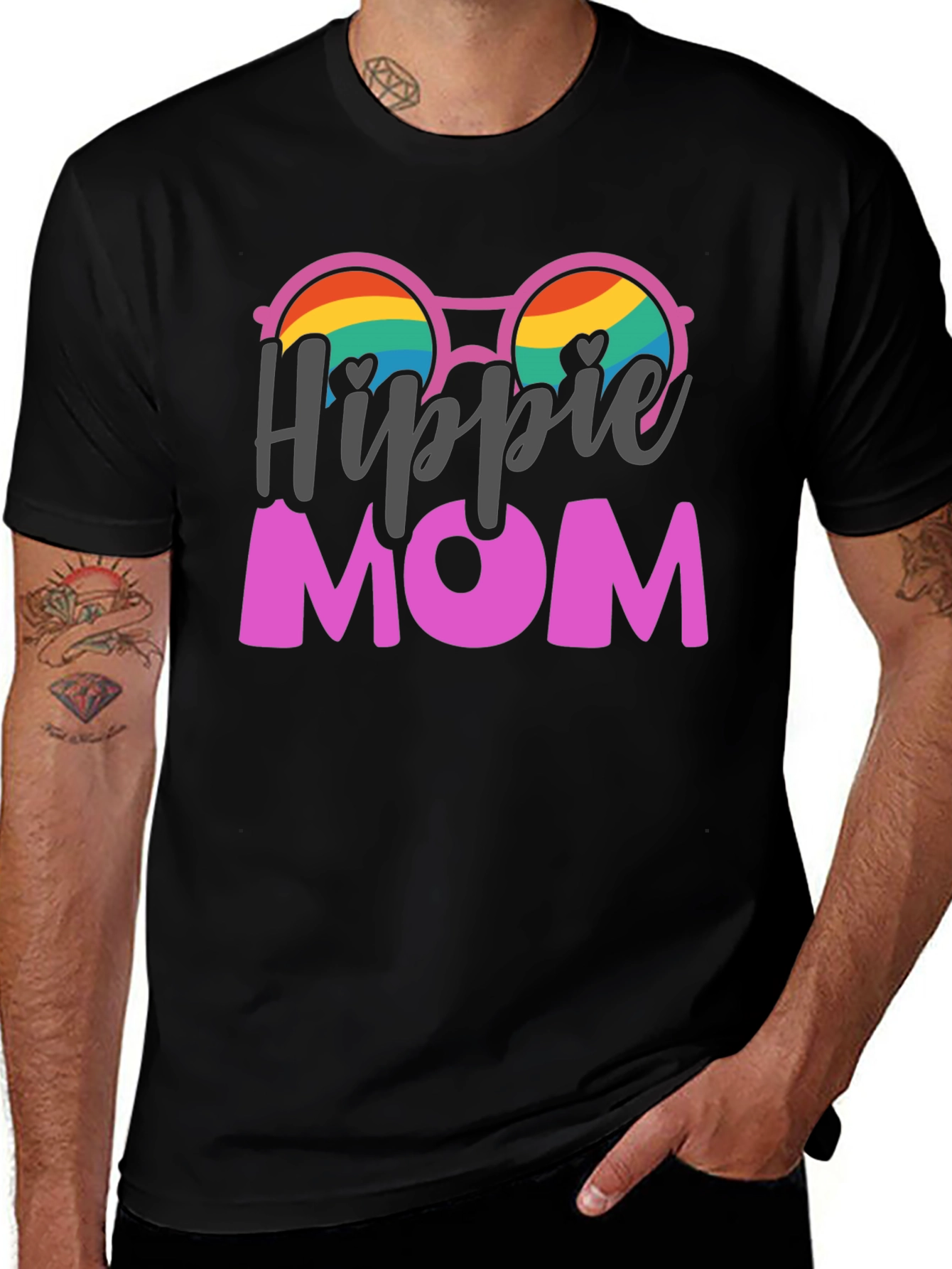 Hippie Mom Graphic Tee - Black